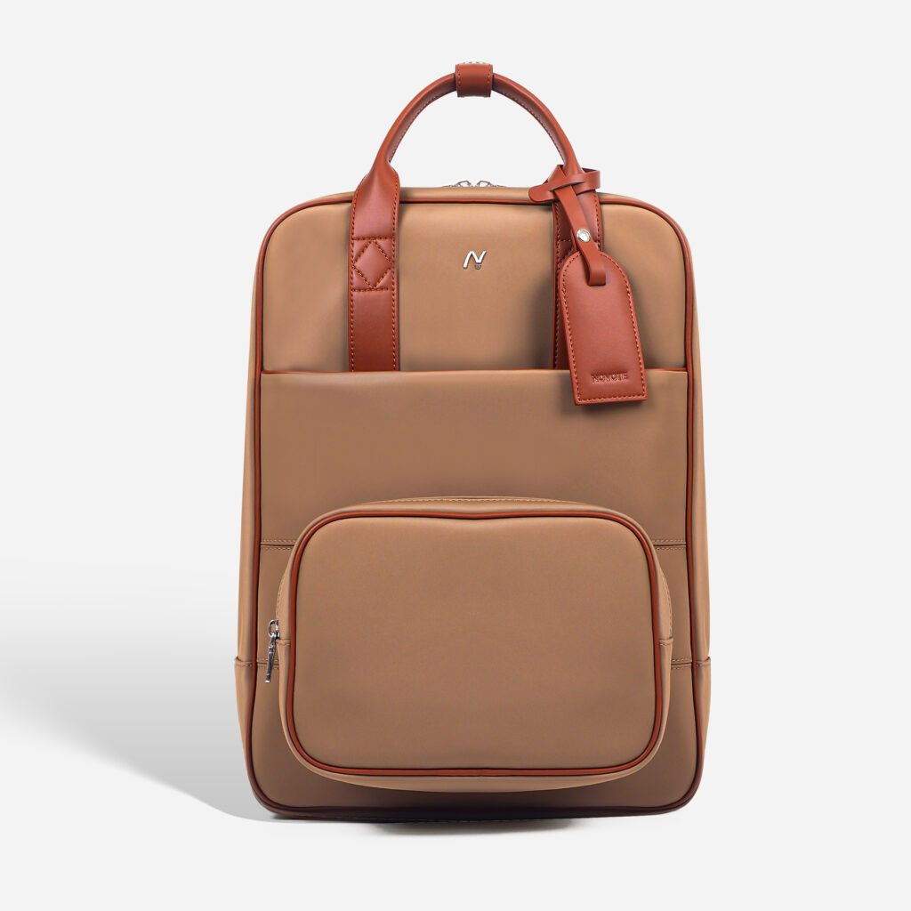 Brown nylon laptop Travel Backpack