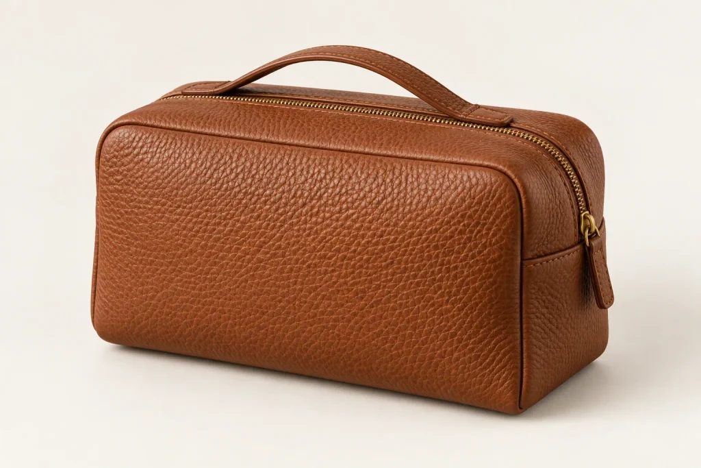 pebbled leather cosmetic bag