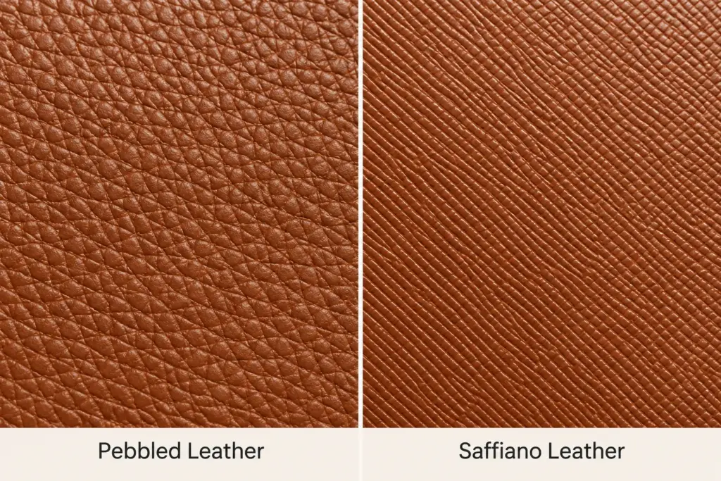 pebbled vs saffiano leather